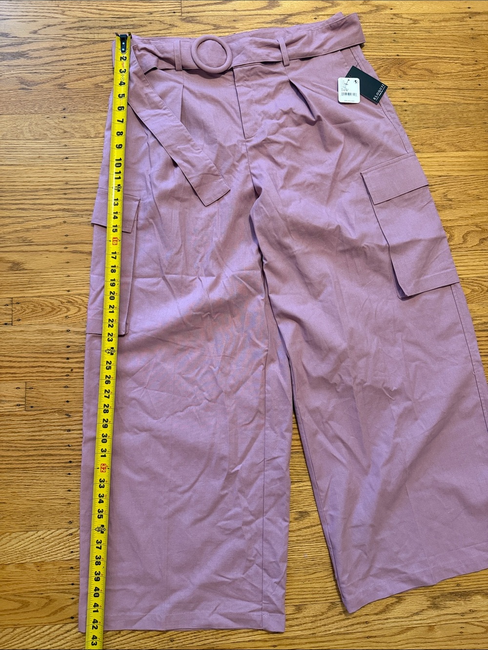 NWT Anthropologie Eloquii Shayna Patch Pocket Mauve High-Waist Wide-Leg Pants - Picture 7 of 11